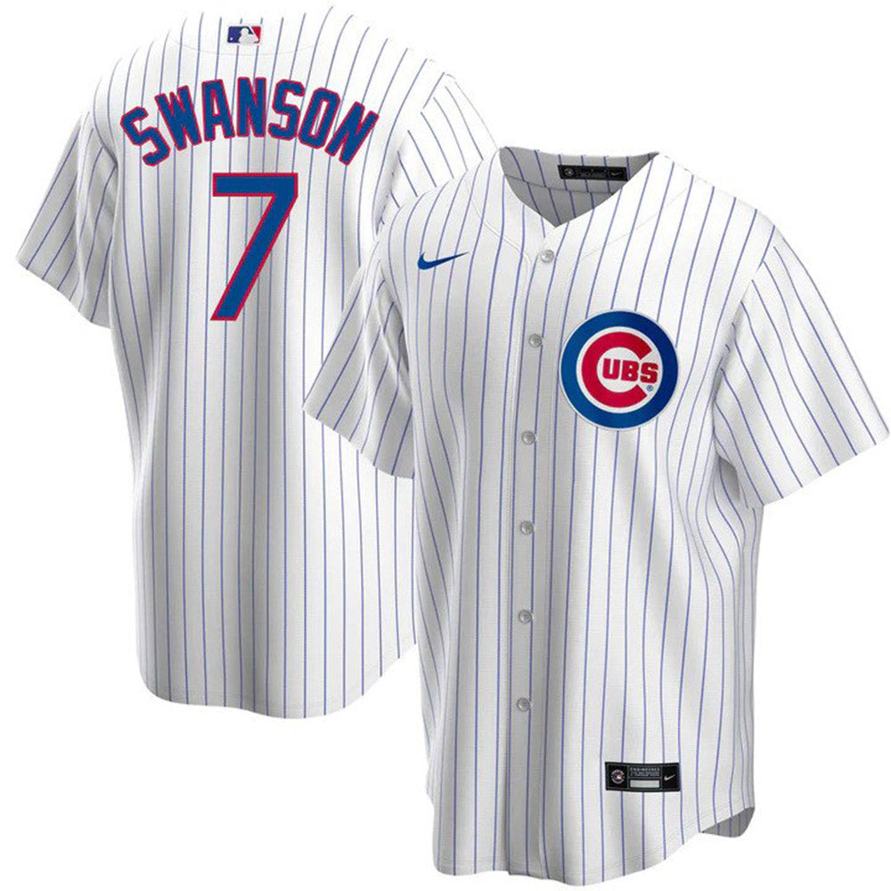 Men's Chicago Cubs Dansby Swanson Cool Base Replica Home Jersey - White